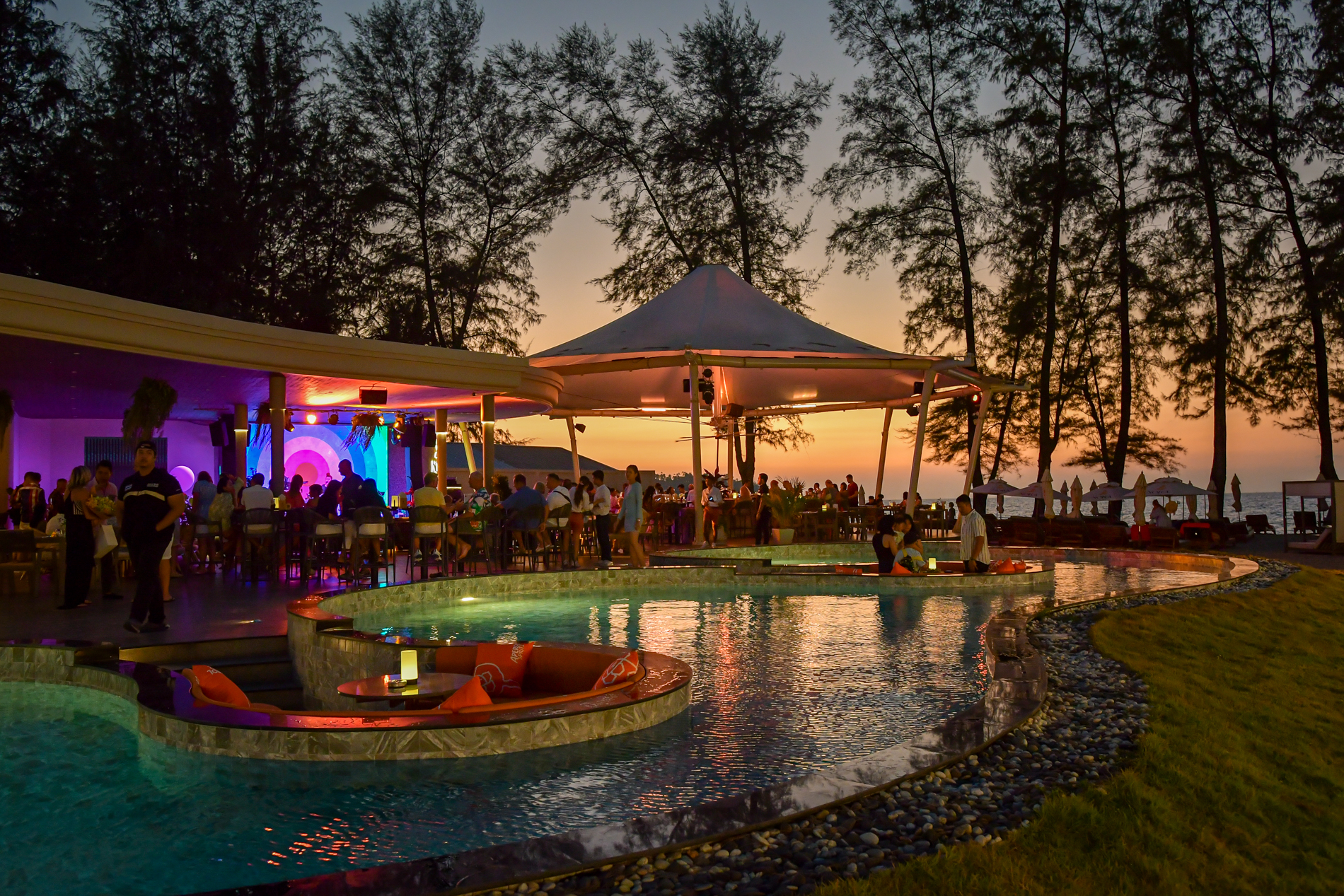 Nora Beach Club overlooking the Andaman Sea at Bangtao