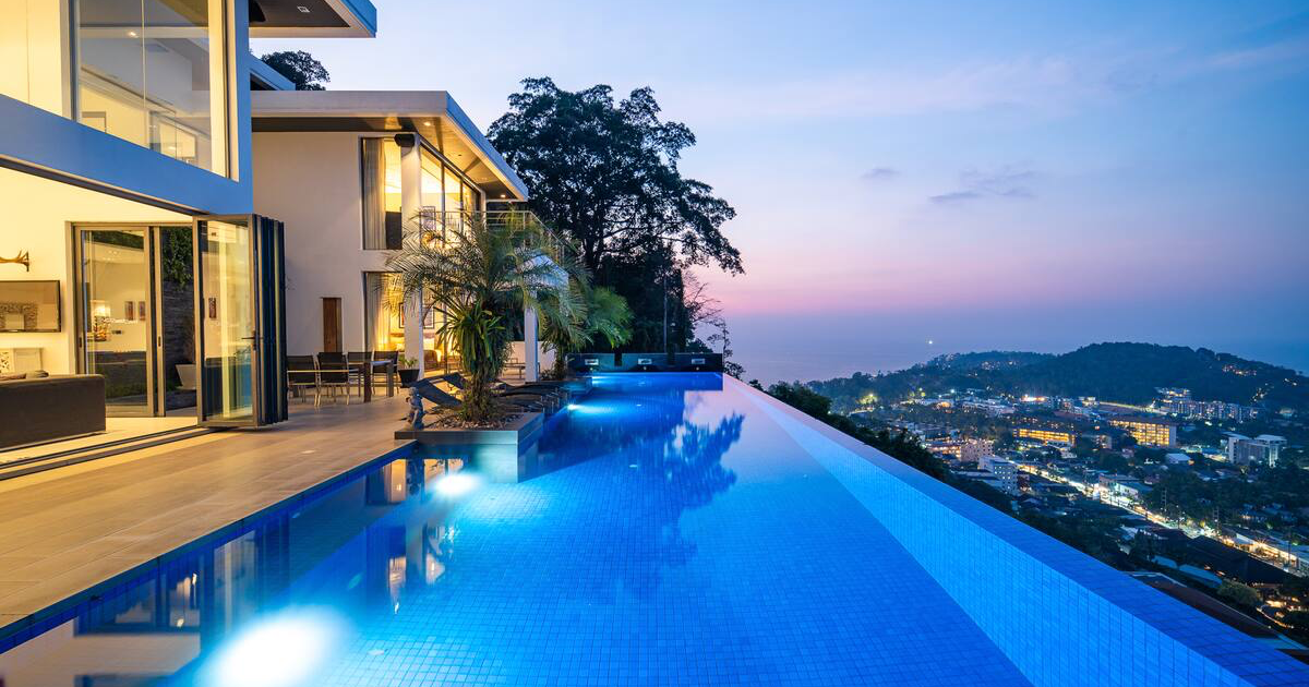 Surin Beach Villas terrace and infinity pool near Surin Beach, Phuket
